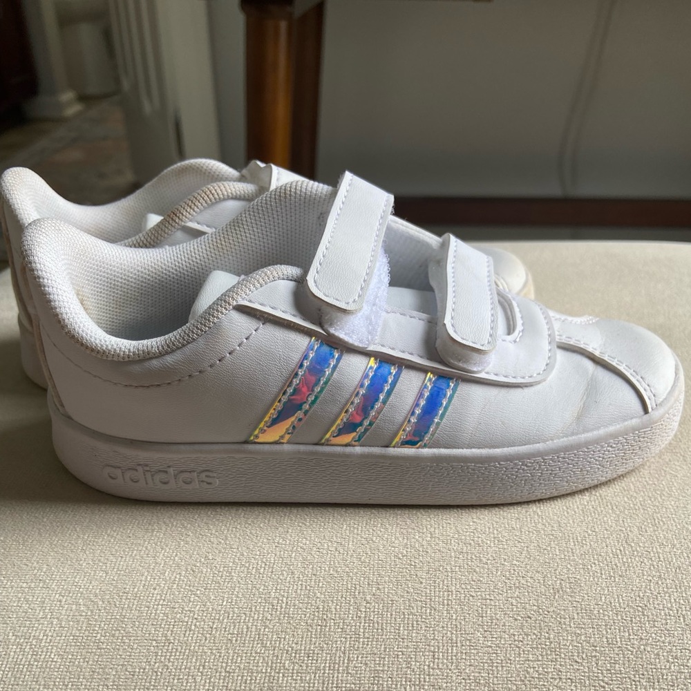 White toddler adidas sneakers